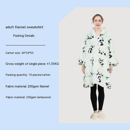 Cross-border Amazon Flannel Lazy Blanket Double-layer Fleece Blanket Hoodie Lambswool Pajamas Lazy Clothes