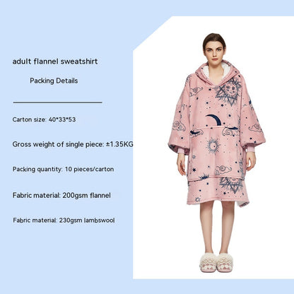 Cross-border Amazon Flannel Lazy Blanket Double-layer Fleece Blanket Hoodie Lambswool Pajamas Lazy Clothes