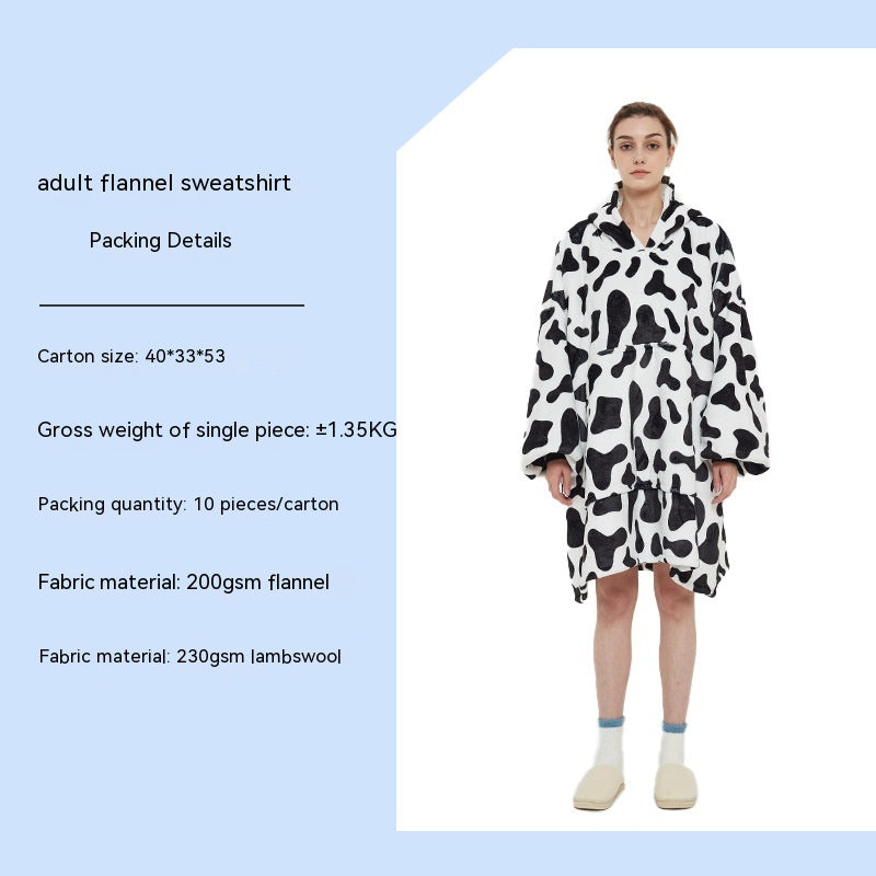 Cross-border Amazon Flannel Lazy Blanket Double-layer Fleece Blanket Hoodie Lambswool Pajamas Lazy Clothes