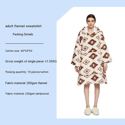 Cross-border Amazon Flannel Lazy Blanket Double-layer Fleece Blanket Hoodie Lambswool Pajamas Lazy Clothes