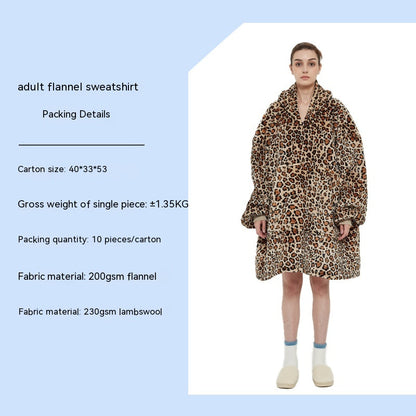 Cross-border Amazon Flannel Lazy Blanket Double-layer Fleece Blanket Hoodie Lambswool Pajamas Lazy Clothes
