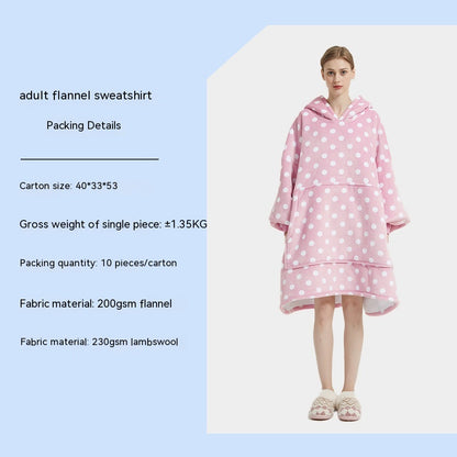 Cross-border Amazon Flannel Lazy Blanket Double-layer Fleece Blanket Hoodie Lambswool Pajamas Lazy Clothes