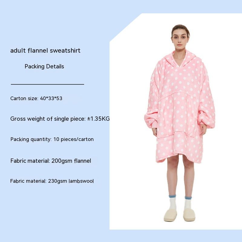 Cross-border Amazon Flannel Lazy Blanket Double-layer Fleece Blanket Hoodie Lambswool Pajamas Lazy Clothes