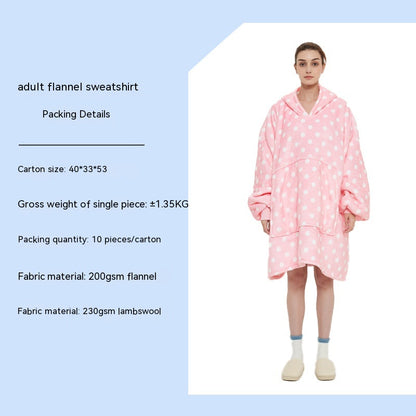 Cross-border Amazon Flannel Lazy Blanket Double-layer Fleece Blanket Hoodie Lambswool Pajamas Lazy Clothes