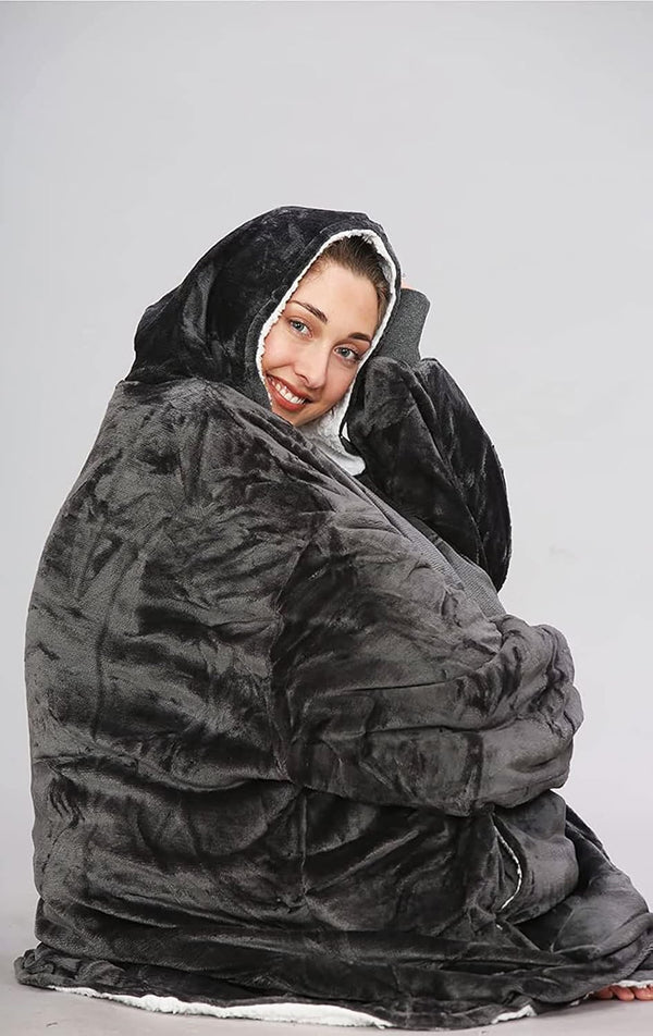 Blanket Hoodie Unisex Oversized Ladies Sherpa Fleece Ultra Plush Unisex Hooded Sweatshirt
