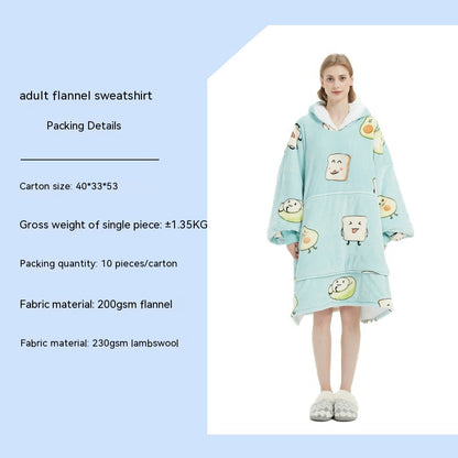 Cross-border Amazon Flannel Lazy Blanket Double-layer Fleece Blanket Hoodie Lambswool Pajamas Lazy Clothes