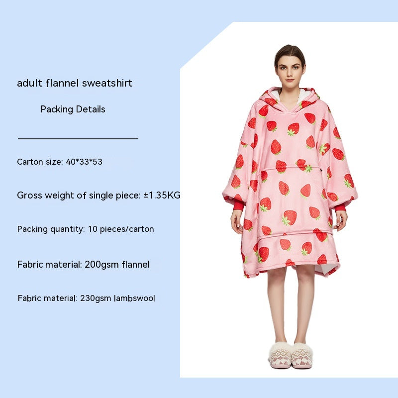 Cross-border Amazon Flannel Lazy Blanket Double-layer Fleece Blanket Hoodie Lambswool Pajamas Lazy Clothes
