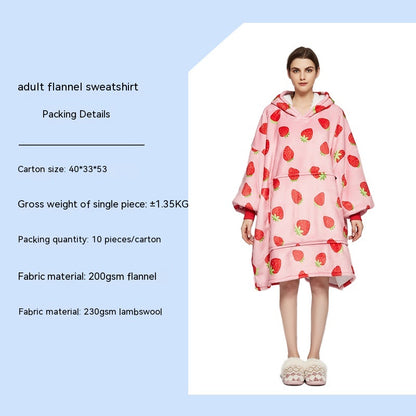 Cross-border Amazon Flannel Lazy Blanket Double-layer Fleece Blanket Hoodie Lambswool Pajamas Lazy Clothes