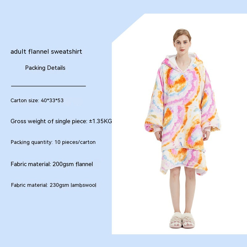 Cross-border Amazon Flannel Lazy Blanket Double-layer Fleece Blanket Hoodie Lambswool Pajamas Lazy Clothes