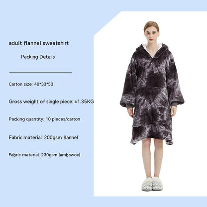 Cross-border Amazon Flannel Lazy Blanket Double-layer Fleece Blanket Hoodie Lambswool Pajamas Lazy Clothes