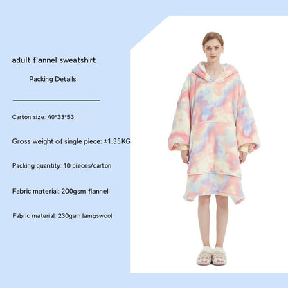 Cross-border Amazon Flannel Lazy Blanket Double-layer Fleece Blanket Hoodie Lambswool Pajamas Lazy Clothes