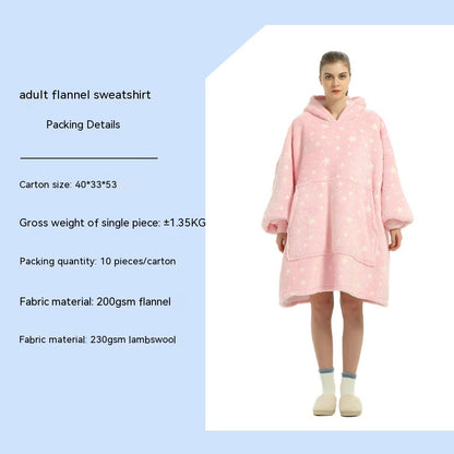 Cross-border Amazon Flannel Lazy Blanket Double-layer Fleece Blanket Hoodie Lambswool Pajamas Lazy Clothes